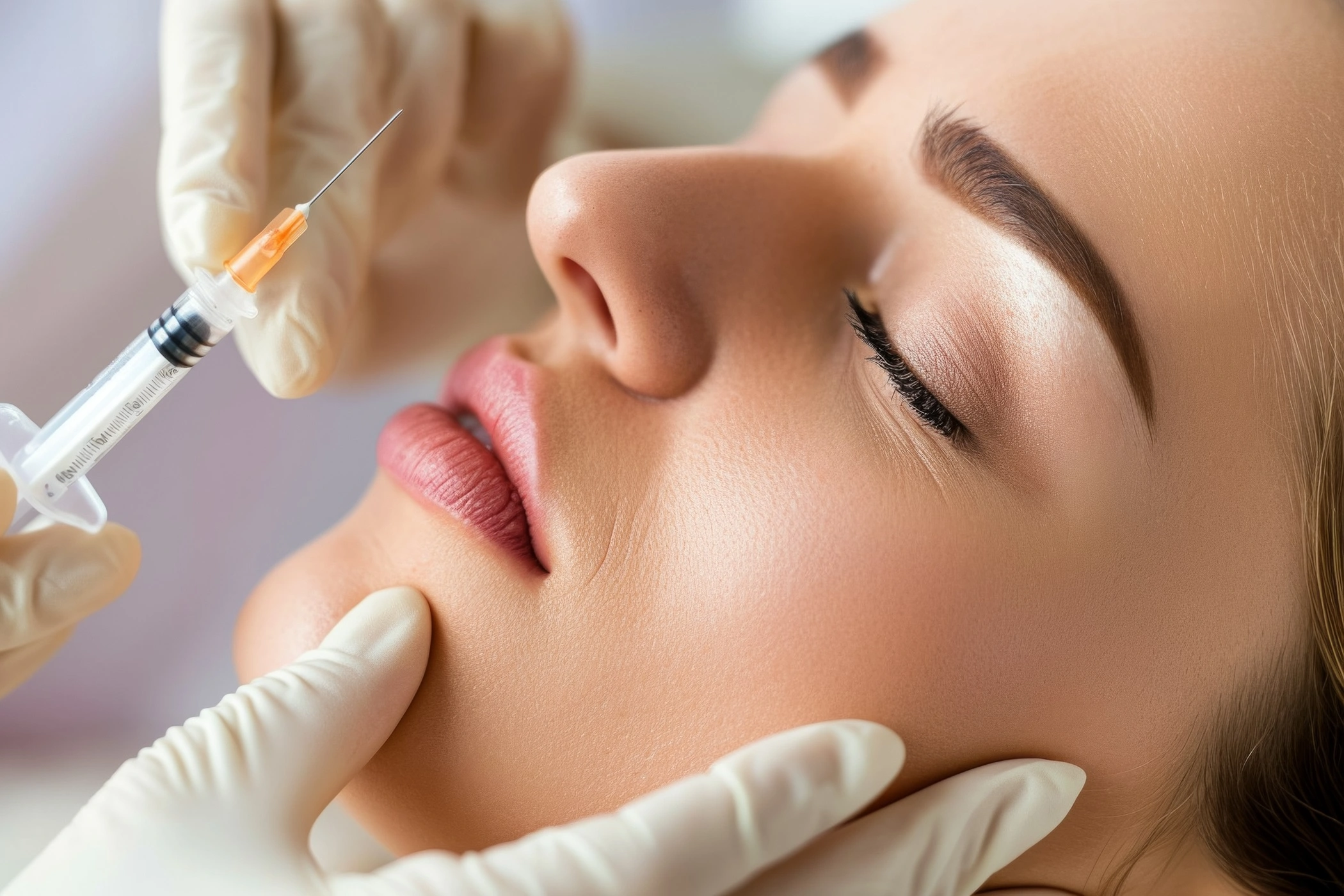a woman getting botox injection