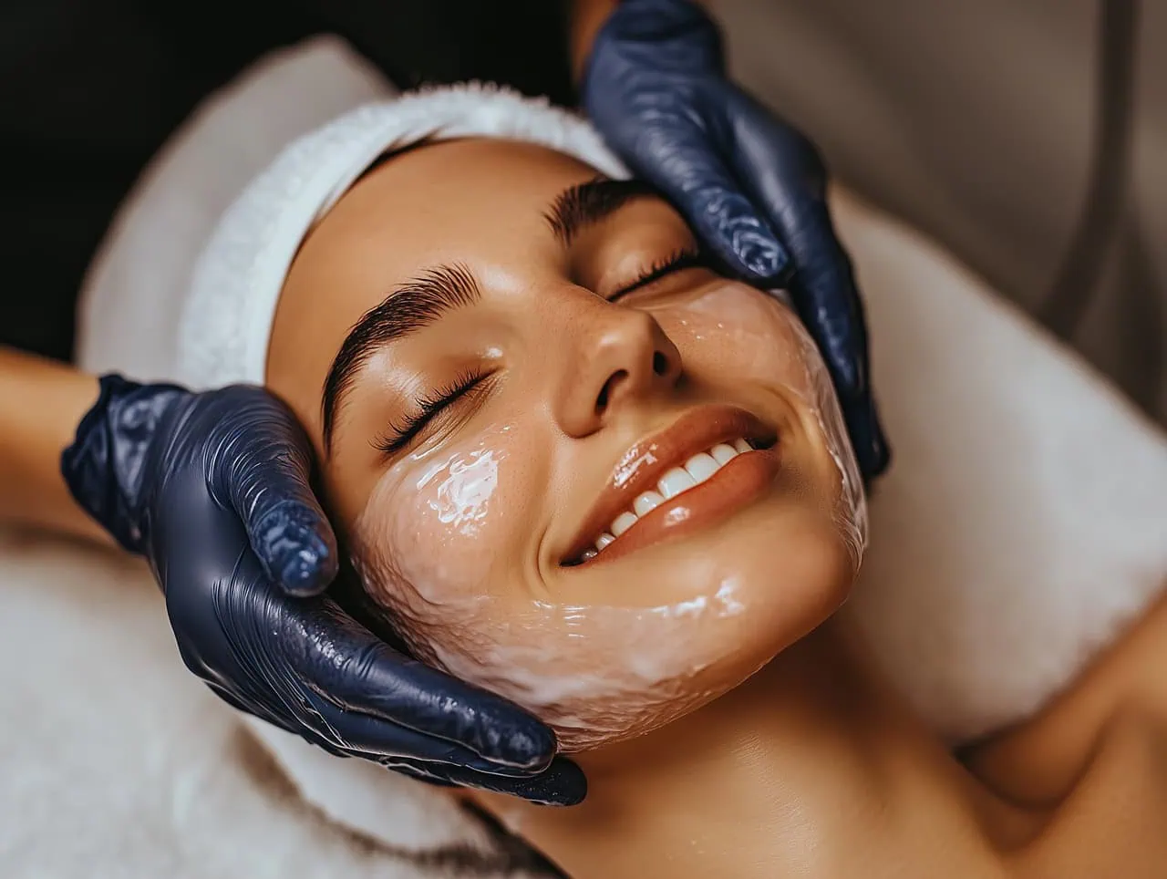a woman getting a facial massage